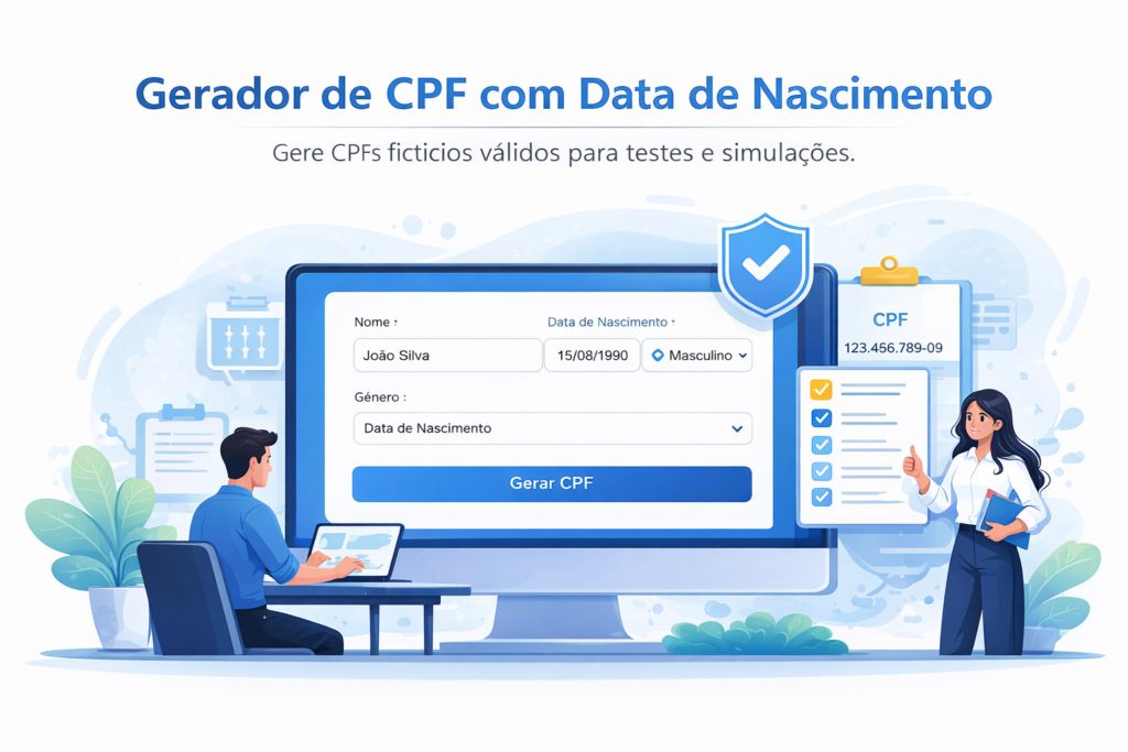 “Gerador de CPF com data de nascimento online para testes e simulações”