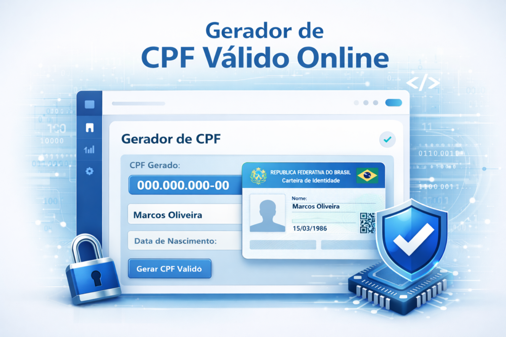 "Gerador de CPF válido online com CPF, nome e data de nascimento"